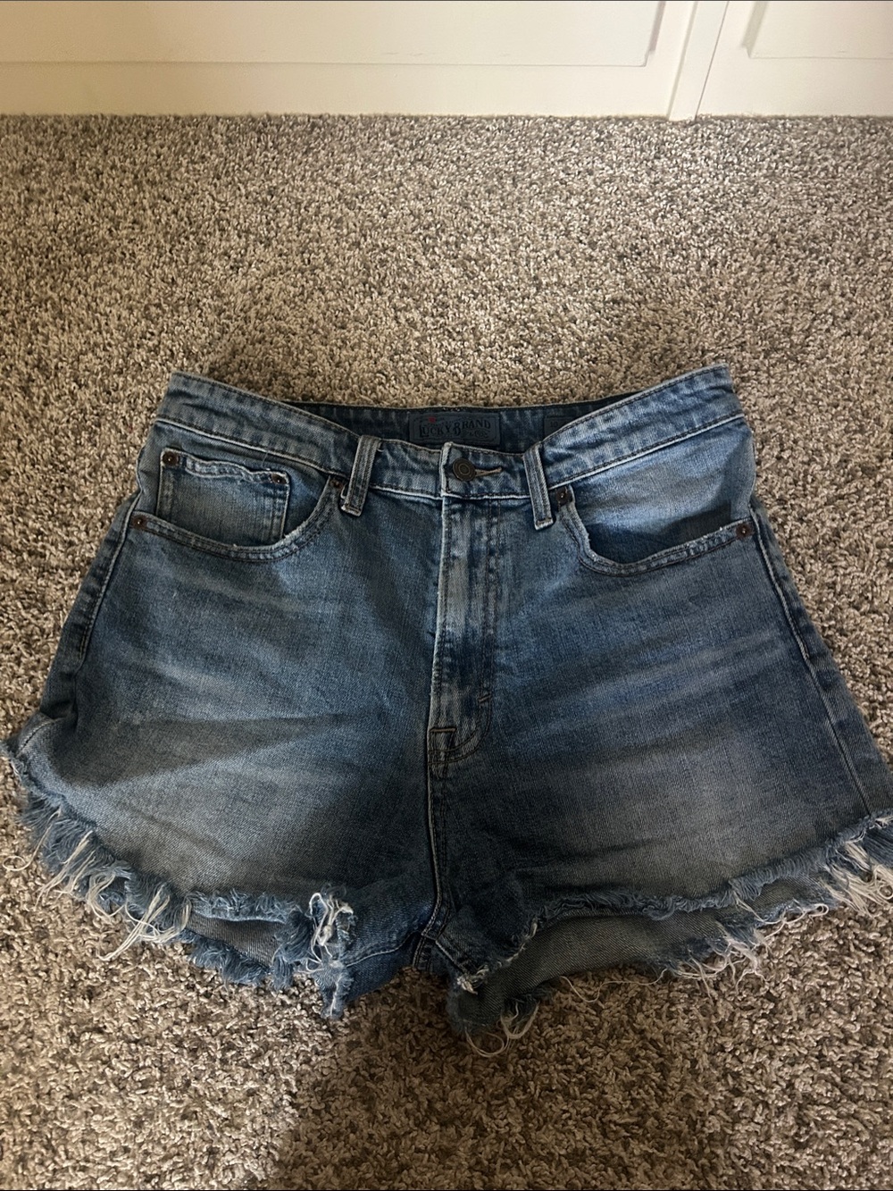 Lucky Brand Faded Blue Frayed Hem Denim Shorts